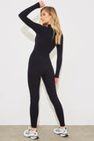 Built-In Bra Half Zip Long Sleeve Sculpt and Control Unitard
