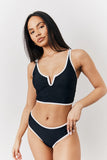 Black U Bar Swim Crop Top