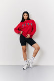 Red Fits Crew Neck Embroidered Sweatshirt