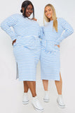 LONG SLEEVE DRAWSTRING WAIST T-SHIRT DRESS