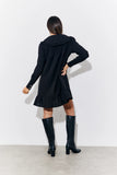Black Peter Pan Collar Button Up Smock Mini Dress