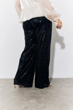 Black Sequin Wide Leg Trouser
