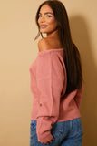 Dusty Off The Shoulder Knitted Jumper