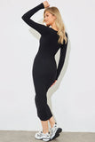 Scoop Neck Rib Midaxi Dress