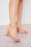 Buckle Detail Double Strap Block Heels