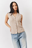 Mocha Ribbed Button Up Knitted Waistcoat
