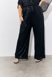 Black Sequin Cape Style Wide Leg Jumpsuit