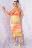 Ombre Mesh Bandeau Midi Dress