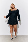 Black Tweed Fit and Flare Mini Dress