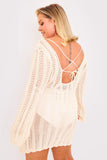 Crochet Lace Up Back Detail Mini Dress