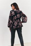 Floral V Neck Frill Detail Blouse
