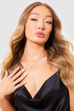 Gold Double Chain Coin Detail Necklace
