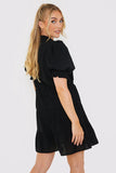Drawstring Waist Balloon Sleeve Mini Dress
