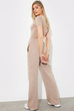 Jersey Embroidered Crossover Wide Leg Seam Front Jogger