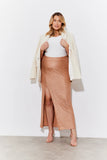 Metallic Rib Split Midaxi Co-Ord Skirt
