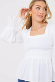 Shirred Square Neck Blouse