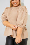 Cotton Puff Sleeve Tie Back Blouse