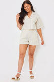 Linen Look Cropped Co-Ord Boxy Shirt