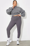 Half Zip Up Cropped Jersey Sweater
