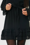 Tie Chiffon Frill Mini Dress