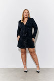 Black Sequin Belted Blazer Dress