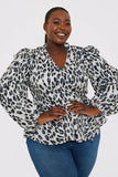 Leopard Print Wrap Blouse