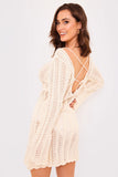 Crochet Lace Up Back Detail Mini Dress