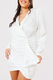 Satin Ruched Draped Mini Dress