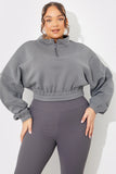 Half Zip Up Cropped Jersey Sweater