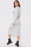 Collared Brushed Rib Midi Dress