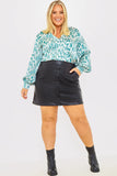 Leather Look Button Front Belted Skirt