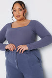 Long Sleeved Ribbed Square Neck Bodysuit
