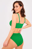Textured Bandeau Crinkle Ring Detail Bikini Top
