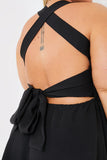 Shirred Cross Back Skater Dress