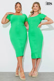Ribbed Button Through Short Sleeve Midaxi Dress