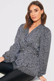 Animal Print Woven Wrap Blouse