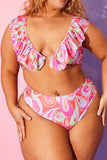 Abstract Print High Waisted Bikini Bottoms