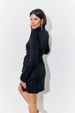 Black Sequin Belted Blazer Dress