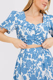 Floral Print Puff Sleeve Crop Top