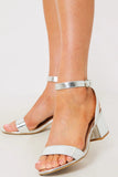 Wide Fit Metallic Buckle Detail Heel