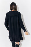 Black Peter Pan Collar Button Up Smock Mini Dress