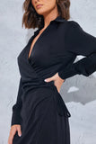 Wrap Collared Midi Dress