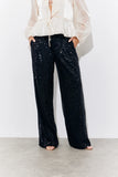 Black Sequin Wide Leg Trouser