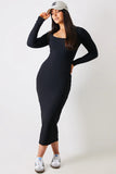 Scoop Neck Rib Midaxi Dress