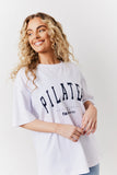 White Fits Pilates Graphic Oversized T-Shirt