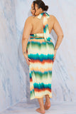 Ombre Twist Front Midi Skirt