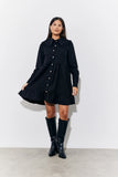 Black Peter Pan Collar Button Up Smock Mini Dress