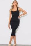 Recycled Ribbed Scoop Neck Midi Dress