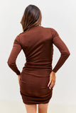 Acetate Slinky Drape Wrap Long Sleeve Mini Dress