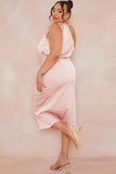 Satin One Shoulder Midaxi Dress